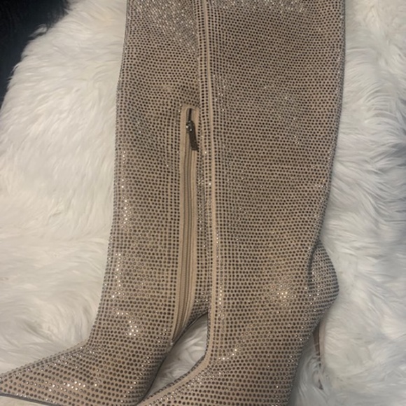 Light gold beige rhinestone boots - Picture 1 of 3